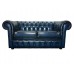 Chesterfield Genuine Leather Antique Blue  Two Seater Sofa Bed