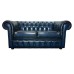 Chesterfield Genuine Leather Antique Blue  Two Seater Sofa Bed