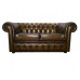Chesterfield Genuine Leather  Antique Brown Two Seater Sofa Bed