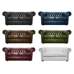 Chesterfield 100% Genuine Leather Two Seater Sofa Collection