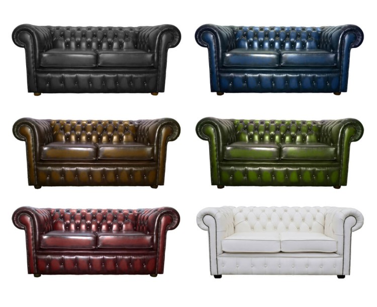 Chesterfield 100% Genuine Leather Two Seater Sofa Collection