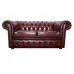 Chesterfield Genuine Leather Antique Oxblood Two Seater Sofa Bed