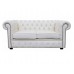 Chesterfield Genuine Leather Shelly White Two Seater Sofa Bed
