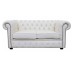 Chesterfield Genuine Leather Shelly White Two Seater Sofa Bed