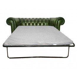 Chesterfield Two Seater Sofa Bed 100% Genuine Leather Antique Green
