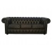 Chesterfield Genuine Leather Shelly Black Three Seater Sofa Bed