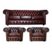 Chesterfield Real Leather 3 Seater & 2 Club Chair Suite