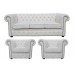 Chesterfield Real Leather 3 Seater & 2 Club Chair Suite