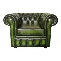 Chesterfield Club Chair 100% Genuine Leather  Antique Green