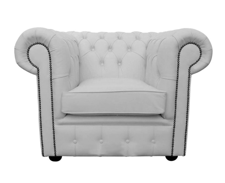 Chesterfield Genuine Leather Shelly White Club Chair