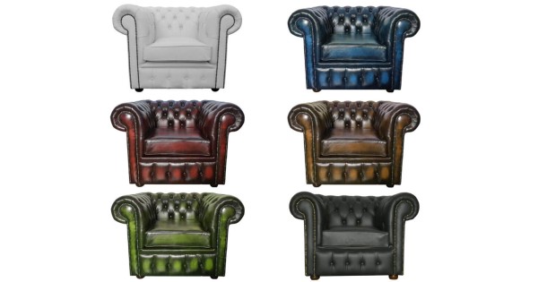 Chesterfield Genuine Leather Club Chair Collection