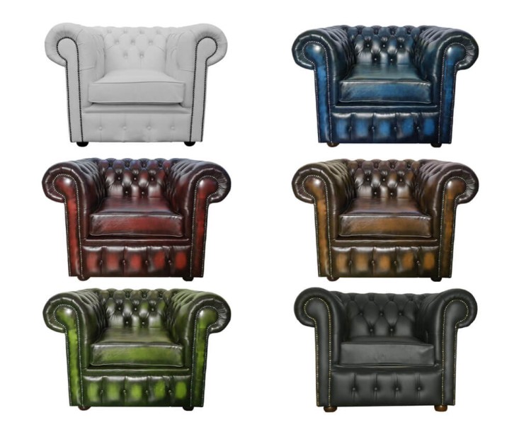 Chesterfield Genuine Leather Club Chair Collection