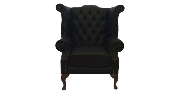 Chesterfield 100% Genuine Leather Queen Anne Chair Collection