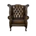 Chesterfield 100% Genuine Leather Queen Anne Chair Collection