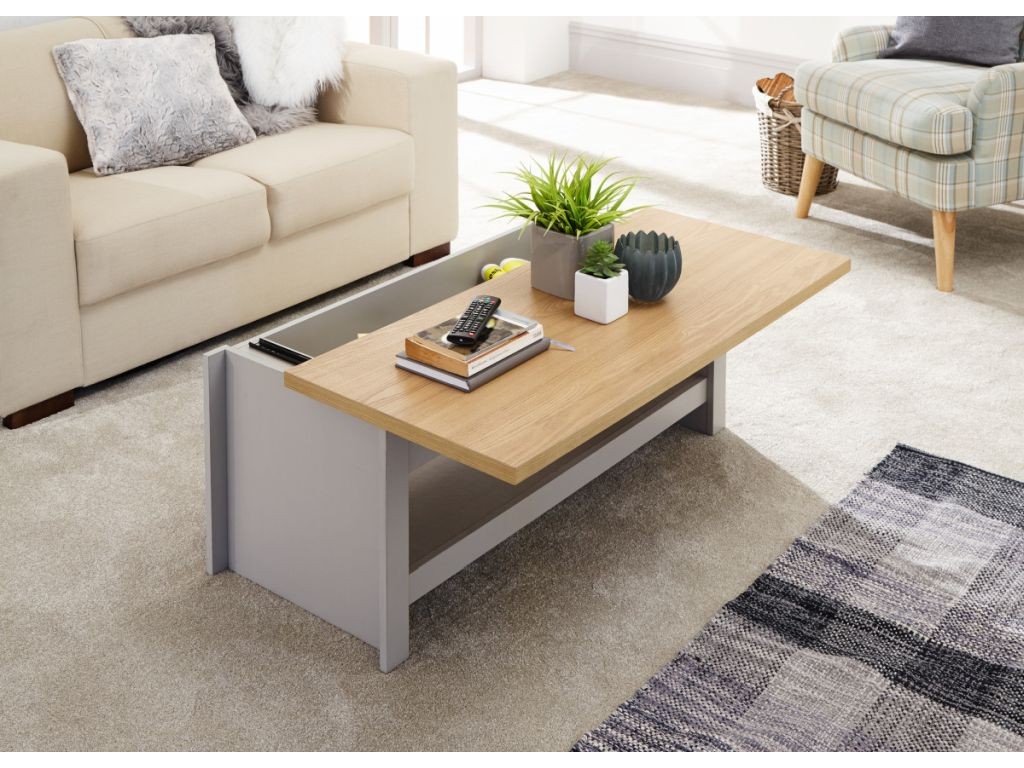 Modern Lancaster Living Room Grey Sliding Top Coffee Table