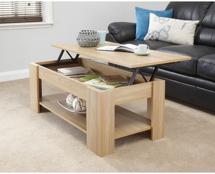 Julie Lift Up Top Coffee Table In Oak Quality Finish