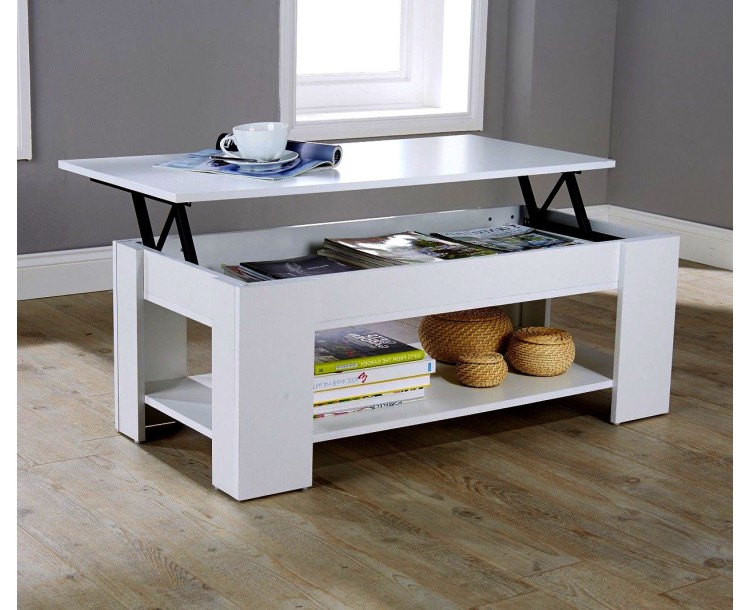 Julie Lift Up Top Coffee Table White Quality Finish