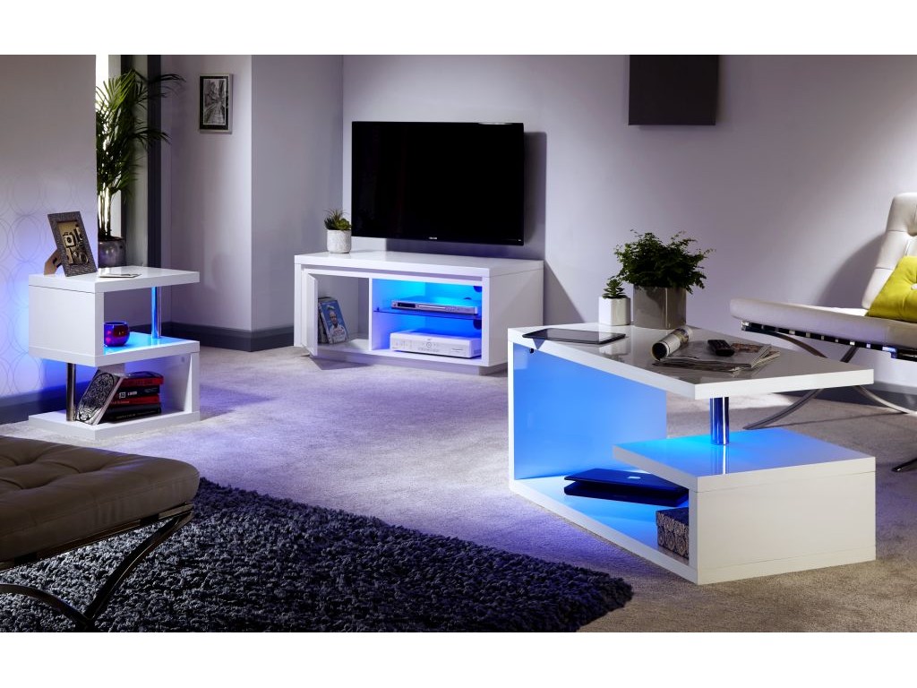 Led coffee table white gloss deals