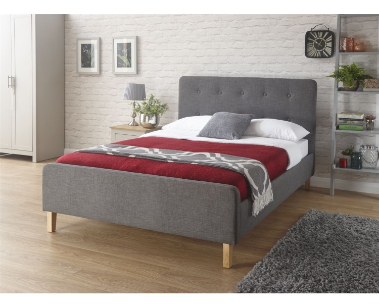 Grey Ashbourne 4FT6 Double 135cm Hopsack Fabric Bedstead