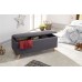 Dark Charcoal Grey Secreto Hopsack Fabric Lift Up Ottoman Storage Bench