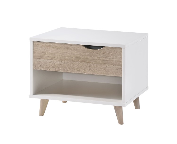 Stockholm 1 Drawer Bedside White-Oak