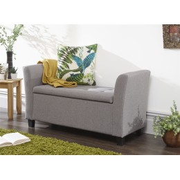 Verona Fabric Window Seat with Ottoman Storage Lift Up Grey