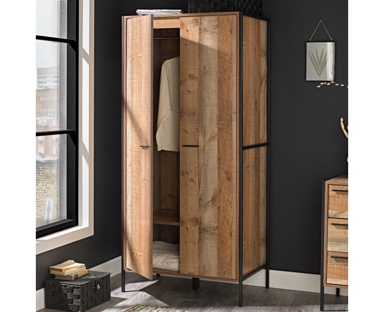 Hoxton 2 Door Wardrobe Distressed Oak Effect