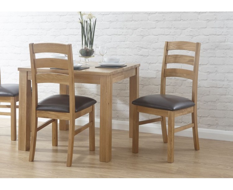 Cotswold Faux Leather Dining Chair In Oak Set Of Two