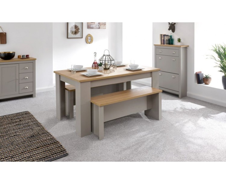 Contemporary Grey Lancaster Dining Table Set with Oak Top