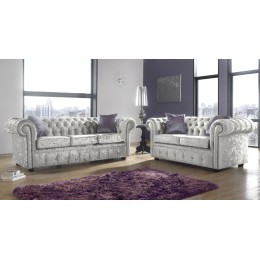 Chesterfield 3+2 Seat Deep Fill Fabric Living Room Sofa Set