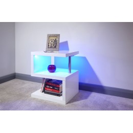Contemporary White High Gloss Polar LED Lamp Table