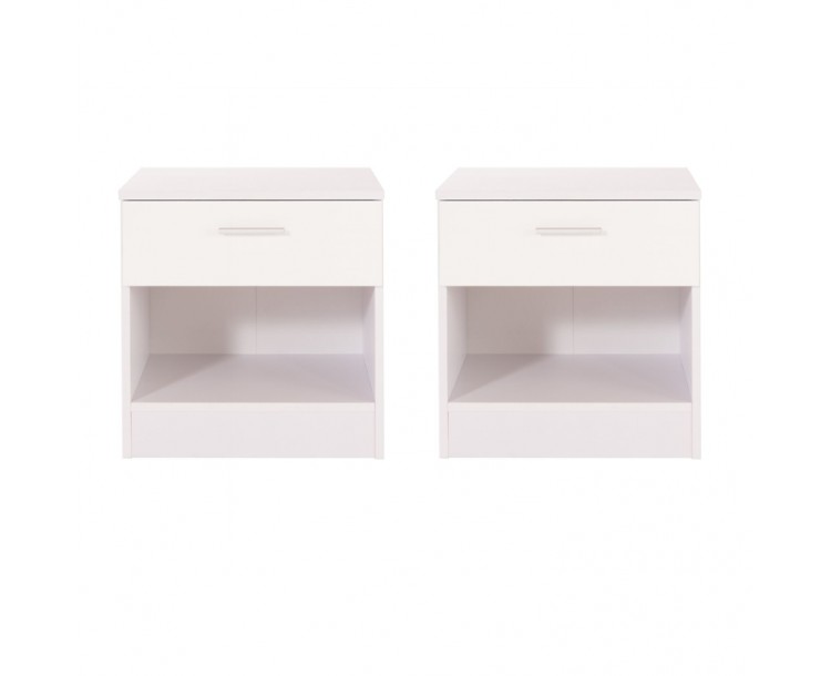 Pair of Ottawa White Bedside Table Cabinet