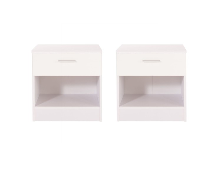 Pair of Ottawa White Bedside Table Cabinet