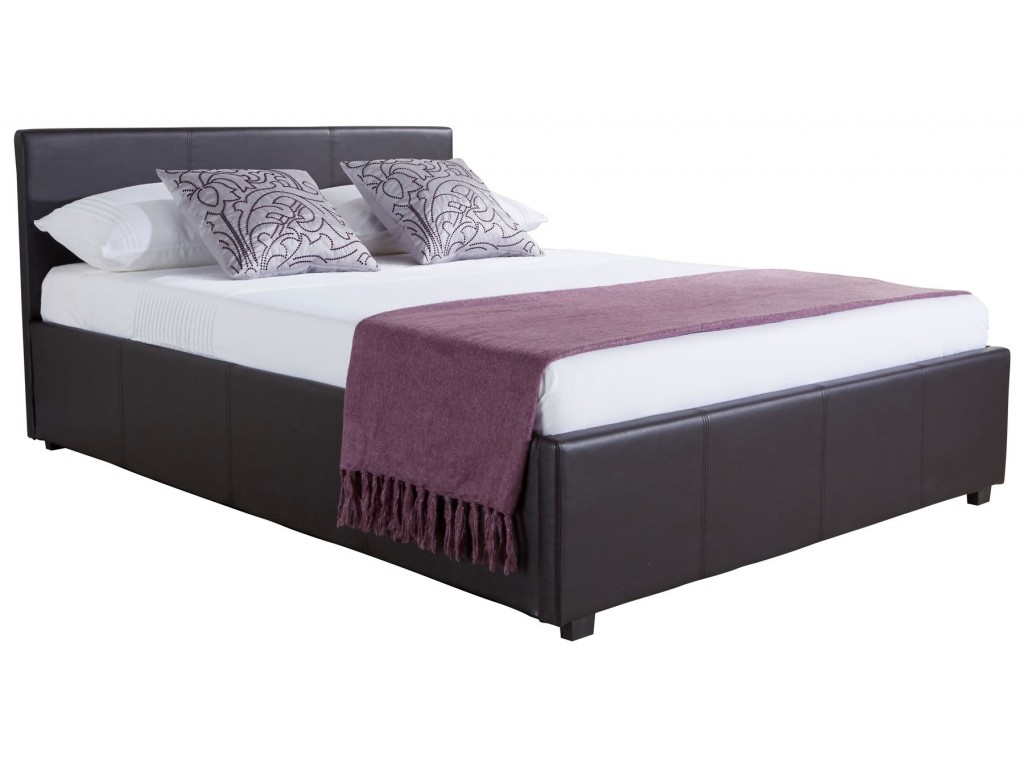 Brown Faux Leather 5ft Kingsize 150cm Side Lift Ottoman Bed Frame