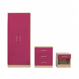 Dakota Pink Bedroom Set Laminated High Gloss Fronts