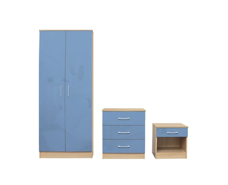 Dakota Blue Bedroom Set Laminated High Gloss Fronts