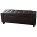 Verona Ottoman Bench Foot Stool Faux Leather Seat Brown