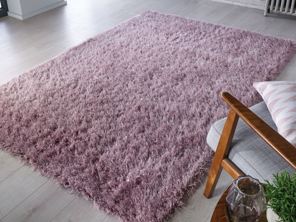 Modern Mauve Shaggy Dazzle Rug