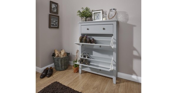 Deluxe Two Tier Shoe Cabinet Grey