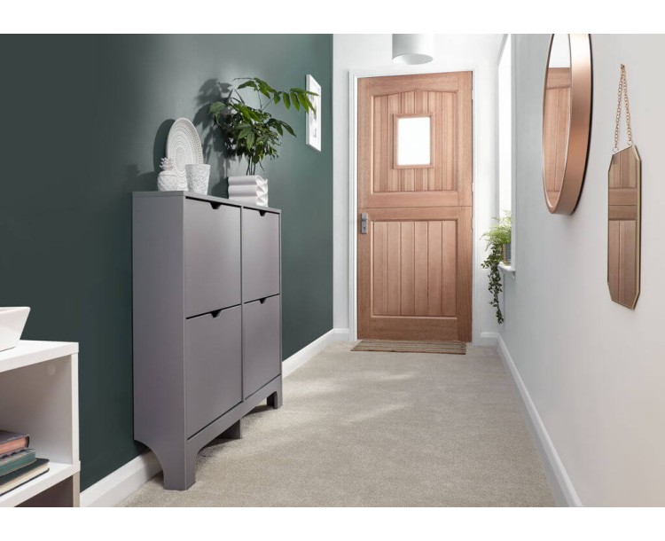 Narrow 4 Drawer Shoe Cabinet in Grey