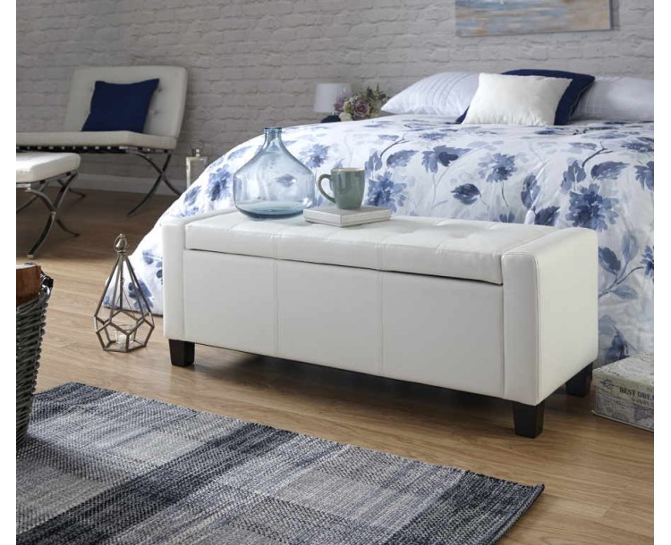 Verona Ottoman Bench White PU