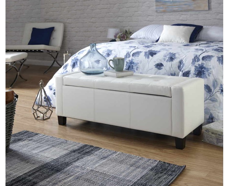 Verona Ottoman Bench White PU