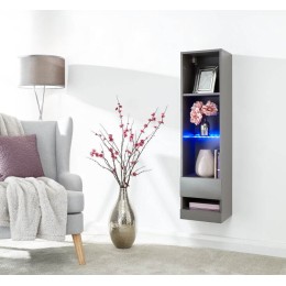 Galicia Tall Shelf Unit in Grey with Led