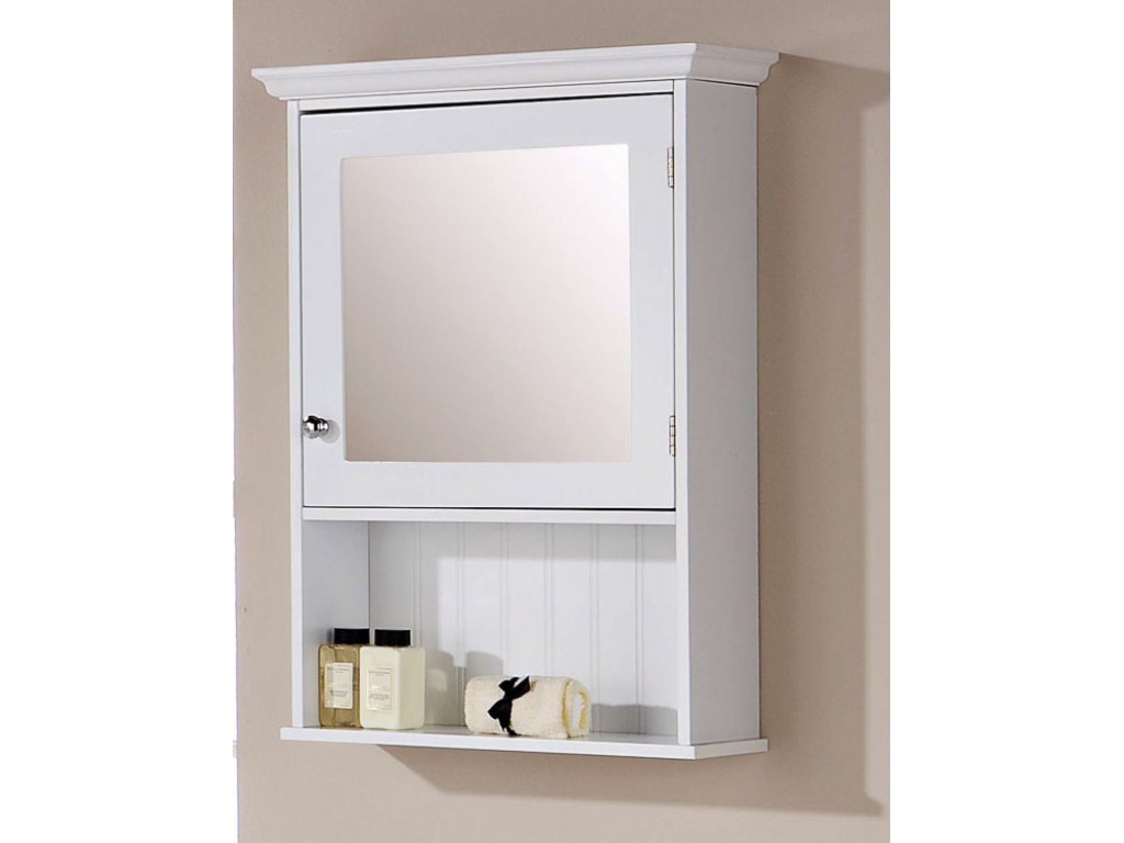 Colonial White Mirrored Shelf And Door, White Mirrored Cabinet Bathroom