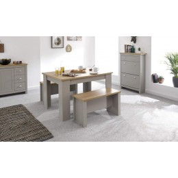 Lancaster 120cm Dining Table & Benches Grey