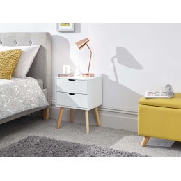 Nyborg Single 2 Drawer Bedside White