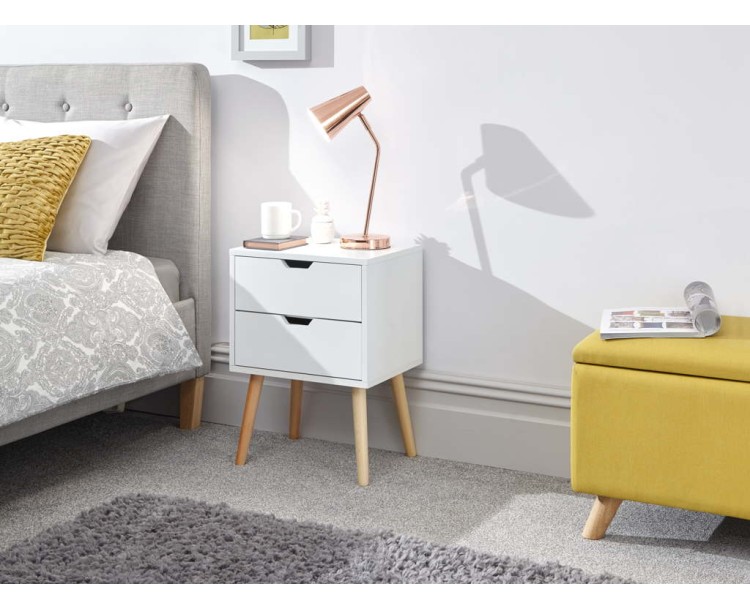 Nyborg Single 2 Drawer Bedside White