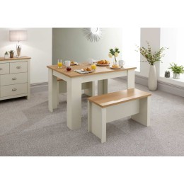 Lancaster 120cm Dining Table & Benches Cream