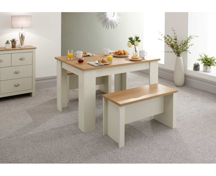 Lancaster 120cm Dining Table & Benches Cream