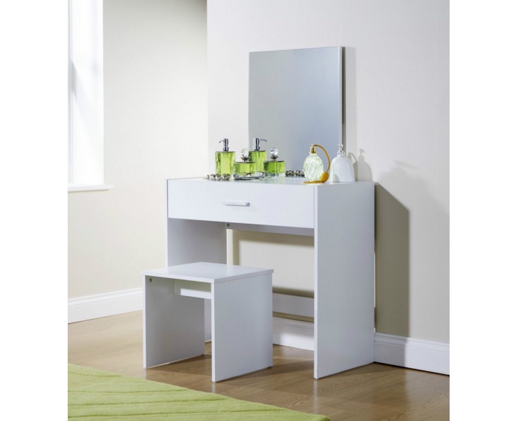 contemporary julia white vanity mirror make up table stool set